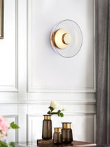 Solara Minimalist Circular LED Wall Sconce with Glass Shade for Bedroom and Hallway