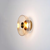 Solara Minimalist Circular LED Wall Sconce with Glass Shade for Bedroom and Hallway