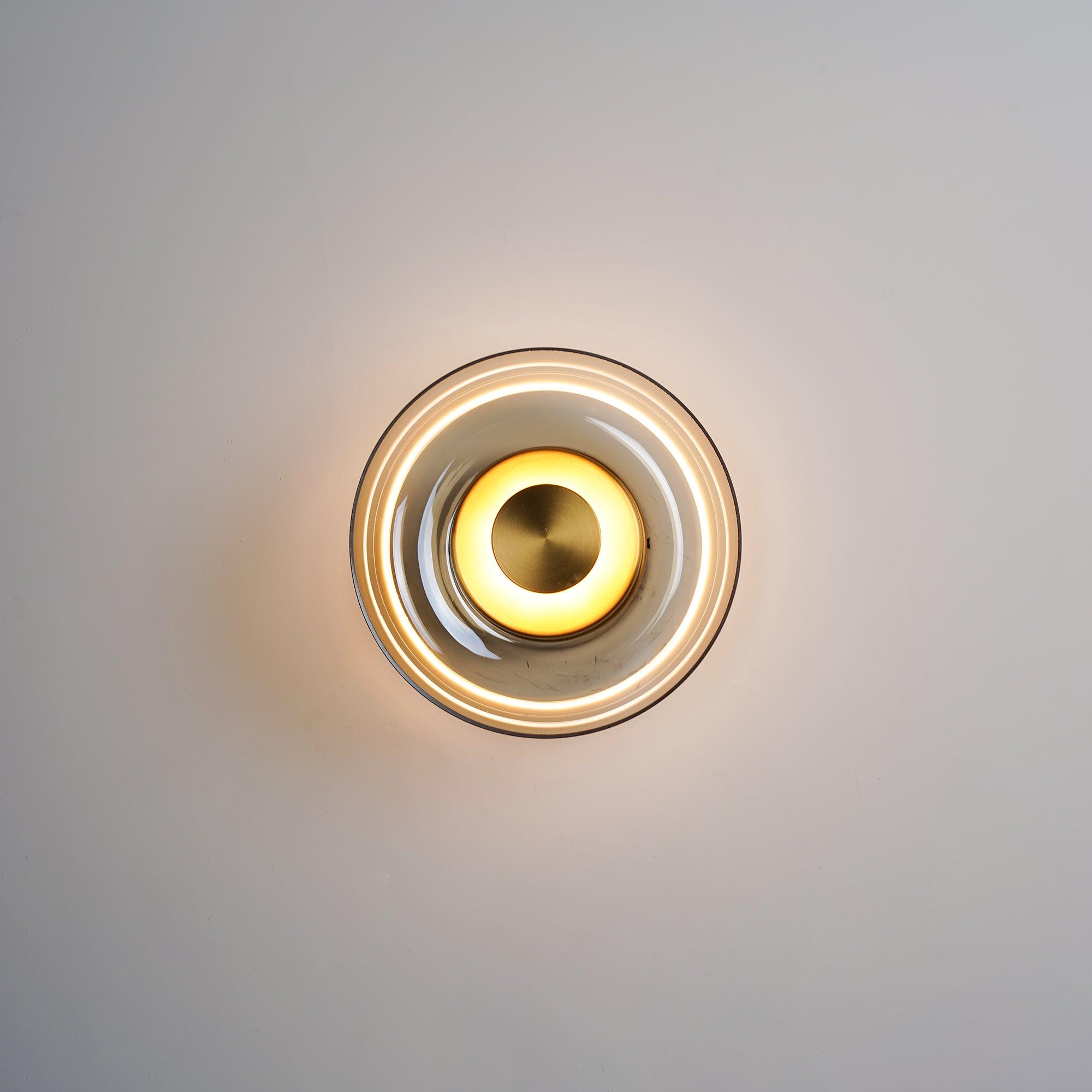 Solara Minimalist Circular LED Wall Sconce with Glass Shade for Bedroom and Hallway
