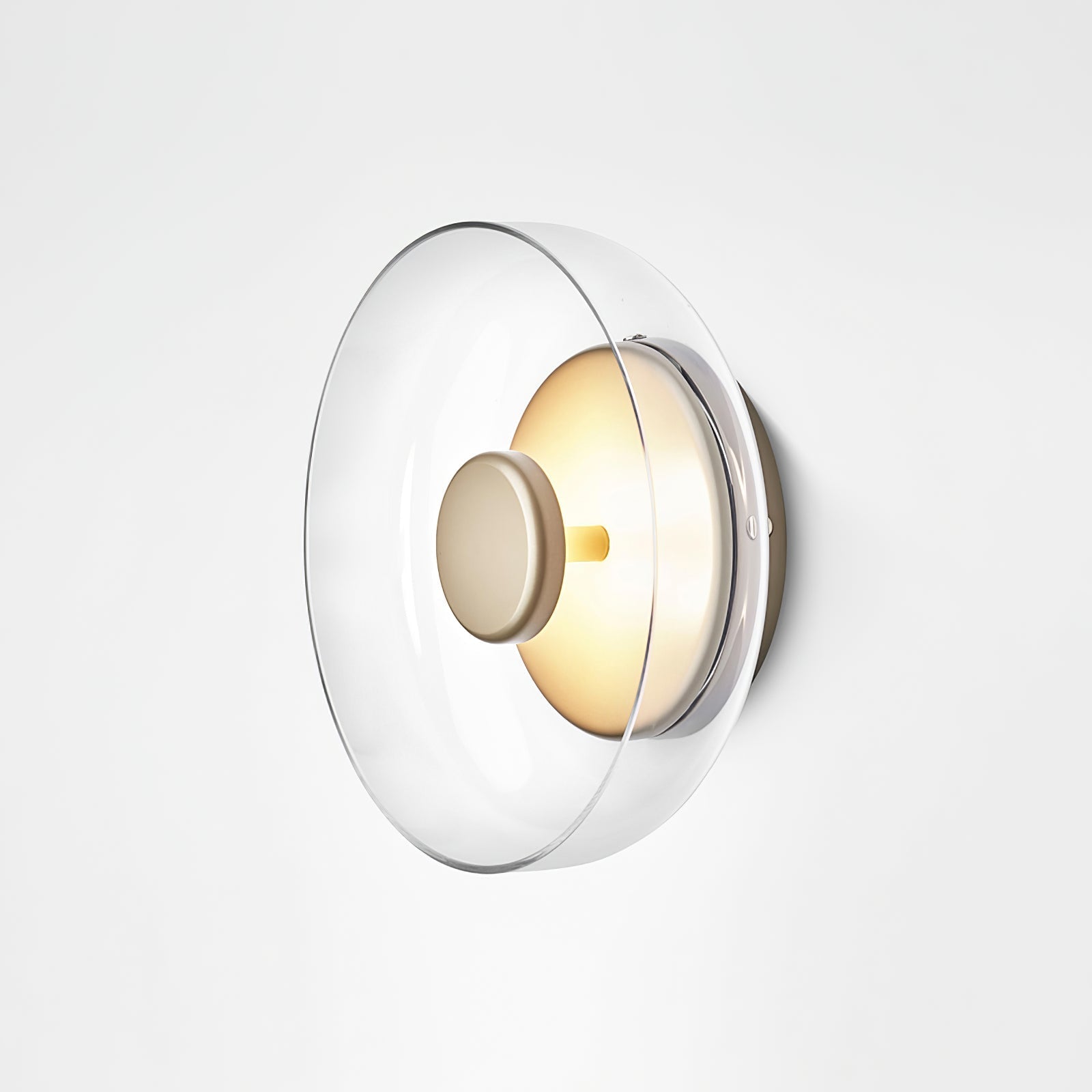 Solara Minimalist Circular LED Wall Sconce with Glass Shade for Bedroom and Hallway