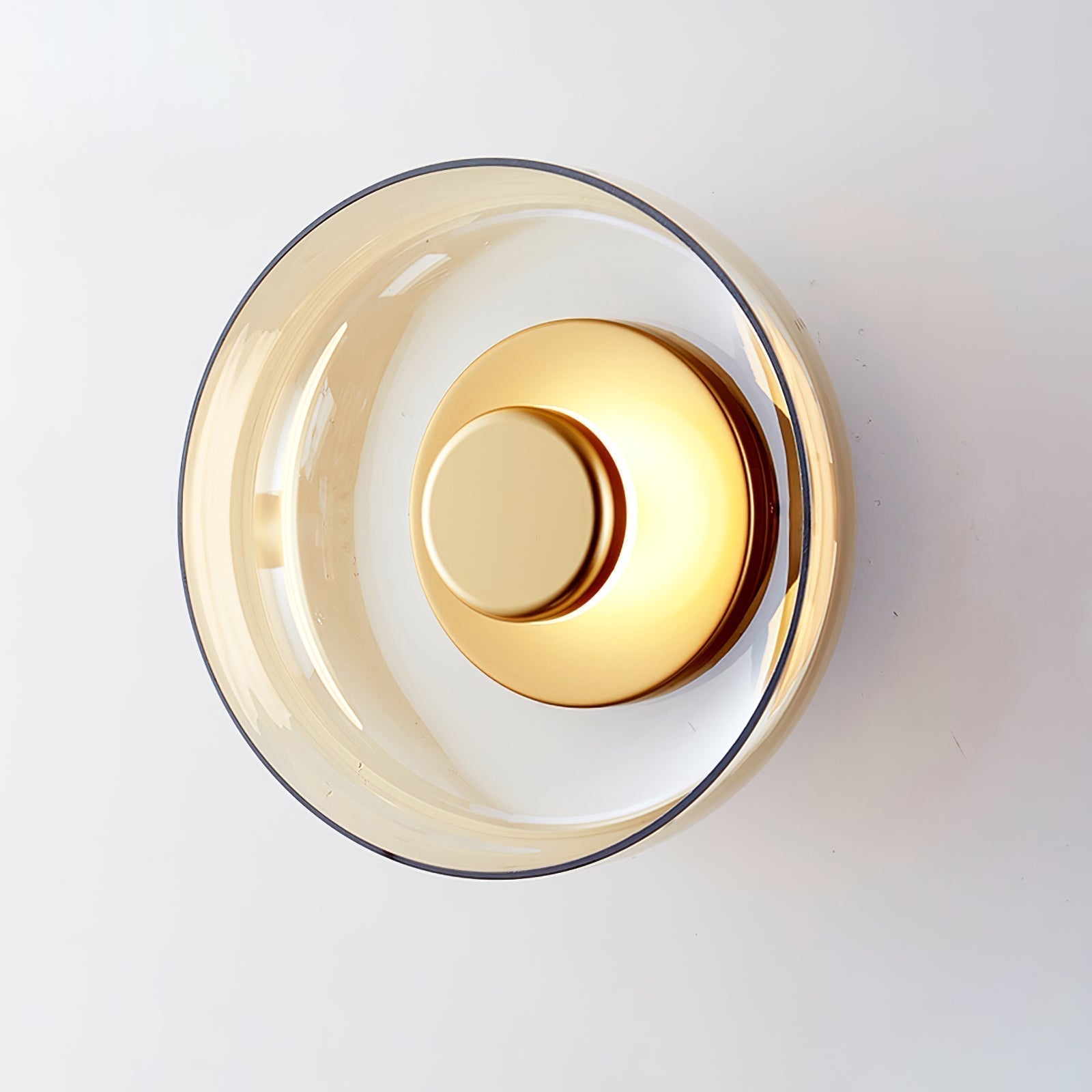 Solara Minimalist Circular LED Wall Sconce with Glass Shade for Bedroom and Hallway