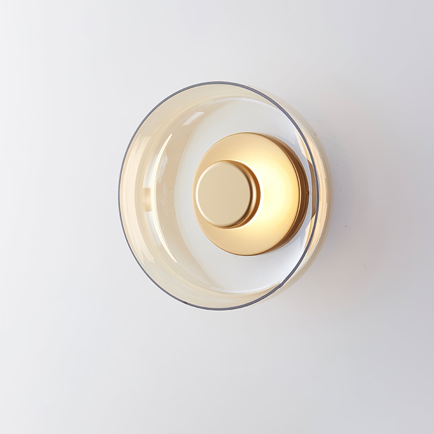 Solara Minimalist Circular LED Wall Sconce with Glass Shade for Bedroom and Hallway