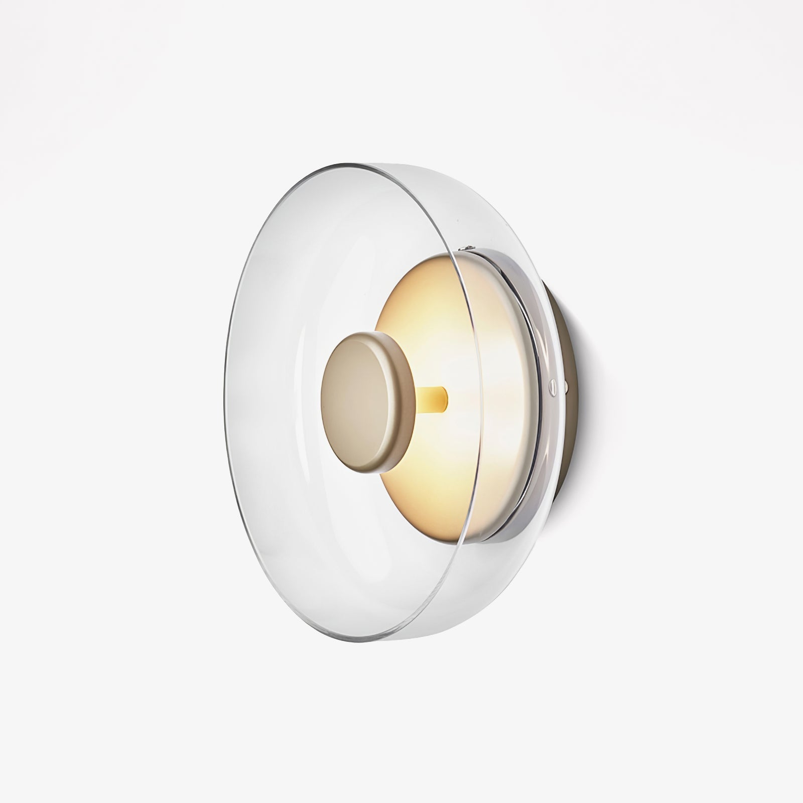 Solara Minimalist Circular LED Wall Sconce with Glass Shade for Bedroom and Hallway