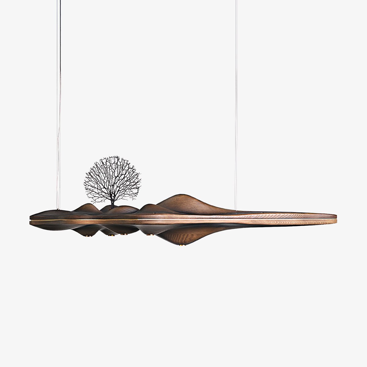 Solitude Wooden LED Pendant Light Modern Island Hanging Lamp for Dining Room and Office