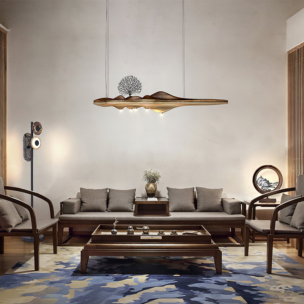 Solitude Wooden LED Pendant Light Modern Island Hanging Lamp for Dining Room and Office
