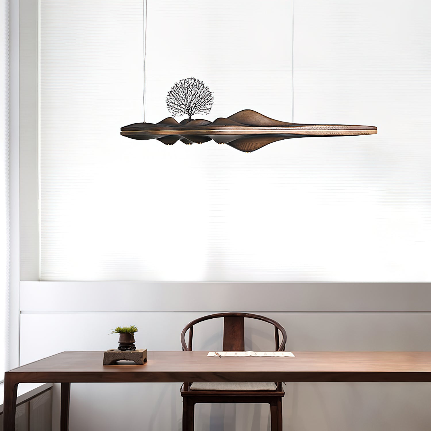 Solitude Wooden LED Pendant Light Modern Island Hanging Lamp for Dining Room and Office