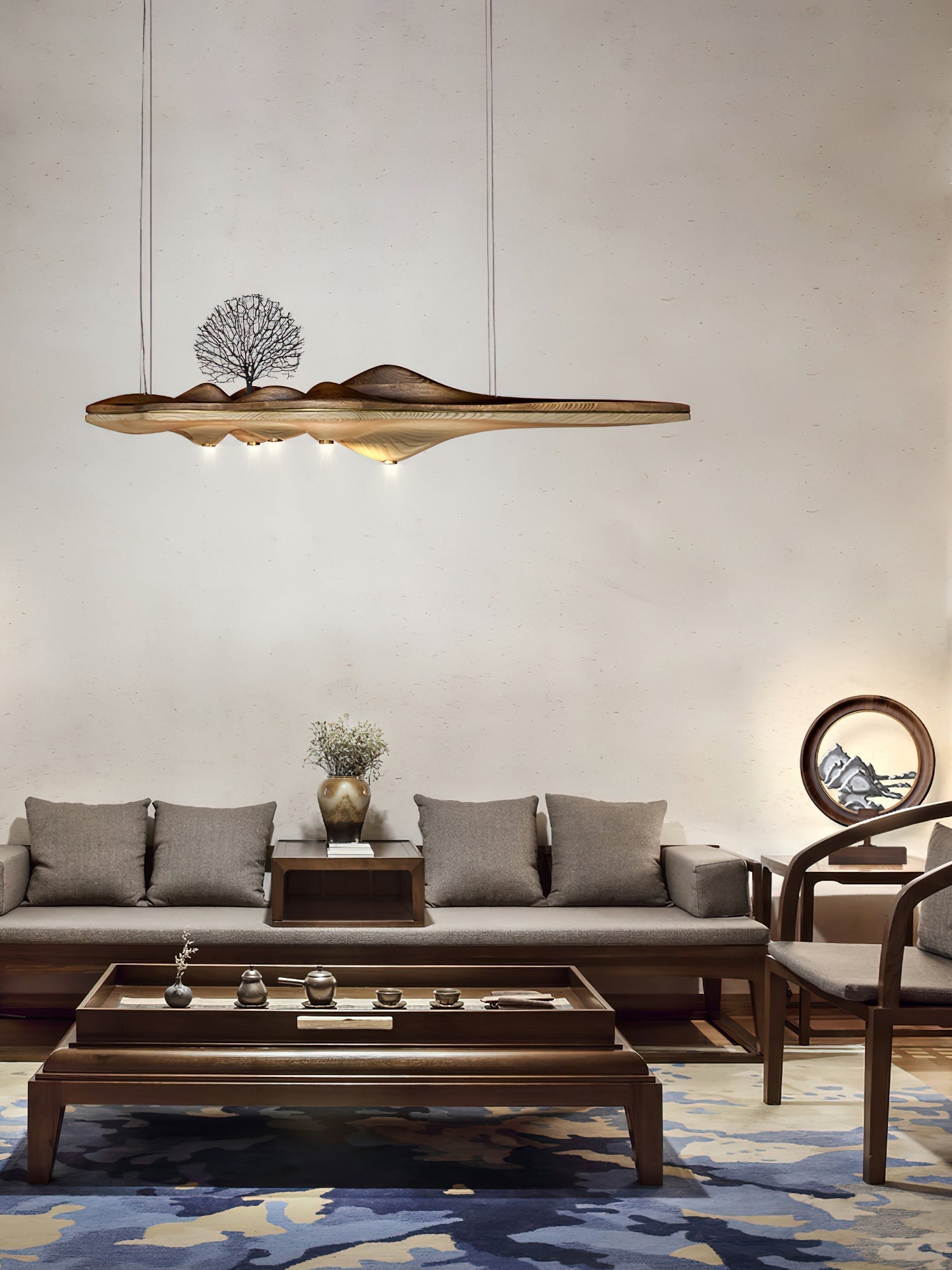Solitude Wooden LED Pendant Light Modern Island Hanging Lamp for Dining Room and Office