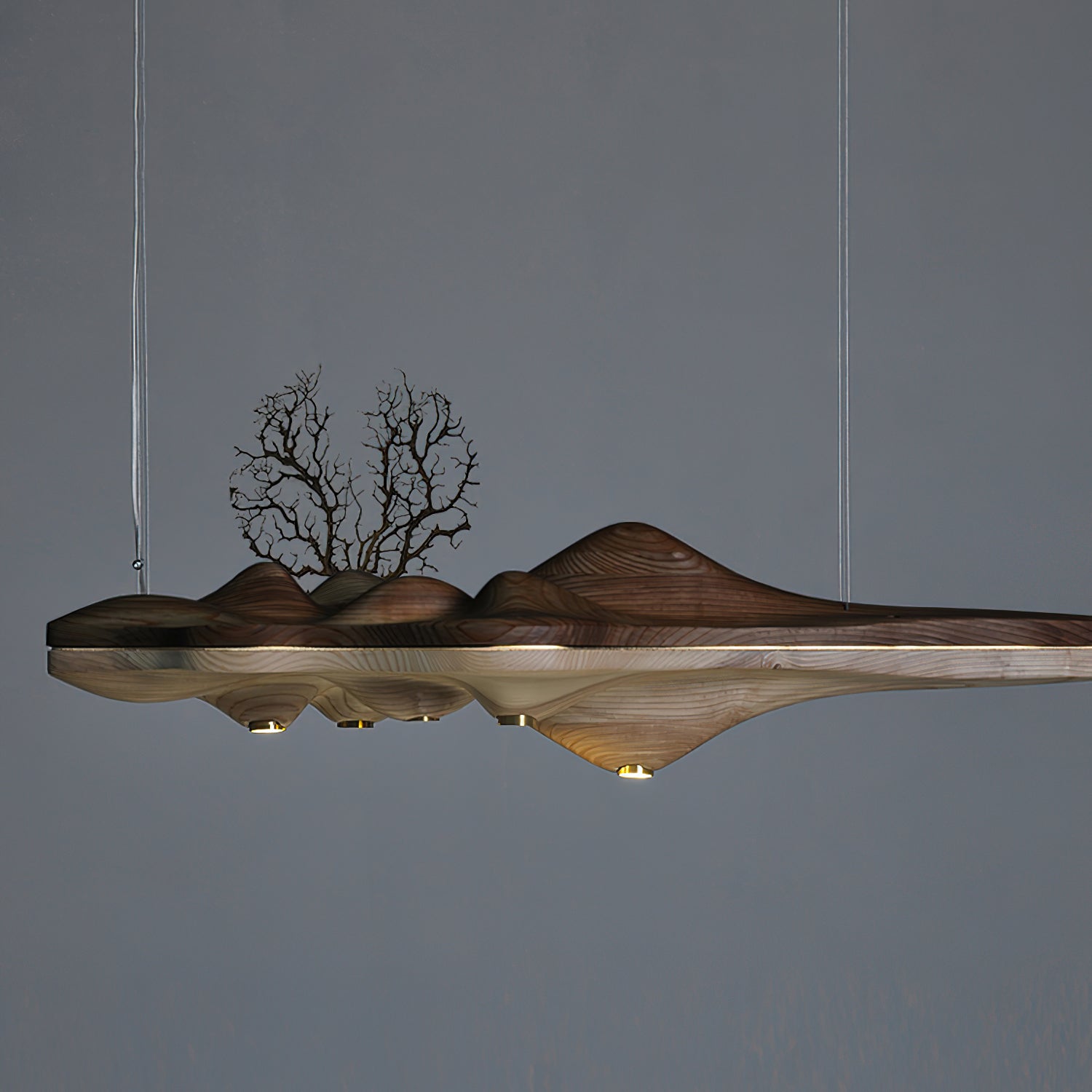 Solitude Wooden LED Pendant Light Modern Island Hanging Lamp for Dining Room and Office