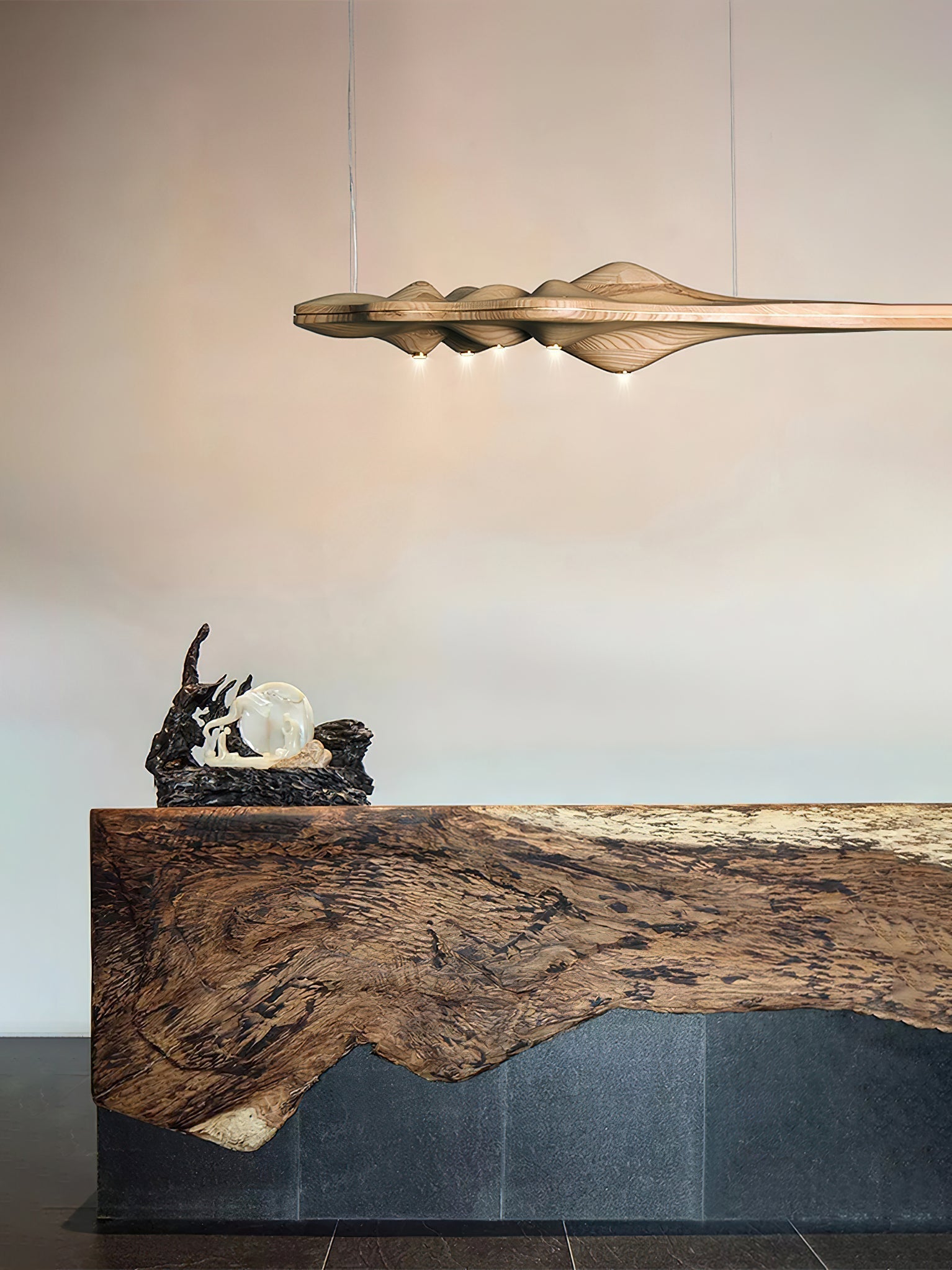 Solitude Wooden LED Pendant Light Modern Island Hanging Lamp for Dining Room and Office
