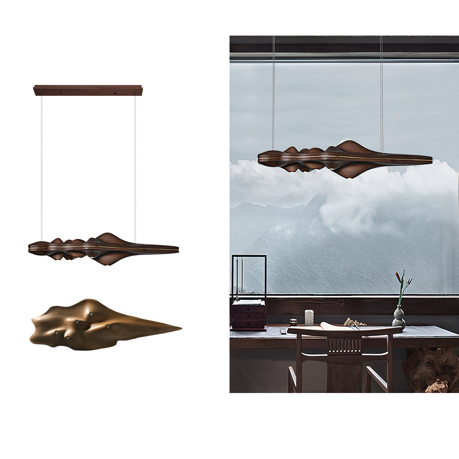 Solitude Wooden LED Pendant Light Modern Island Hanging Lamp for Dining Room and Office