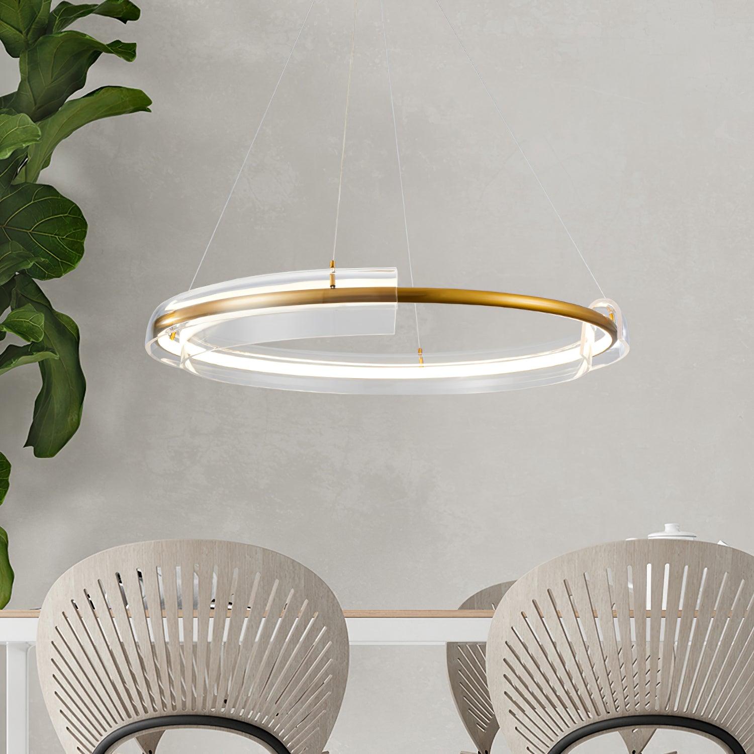 Solstice Hand Poured Art Glass LED Chandelier Modern Gold Pendant Light Fixture