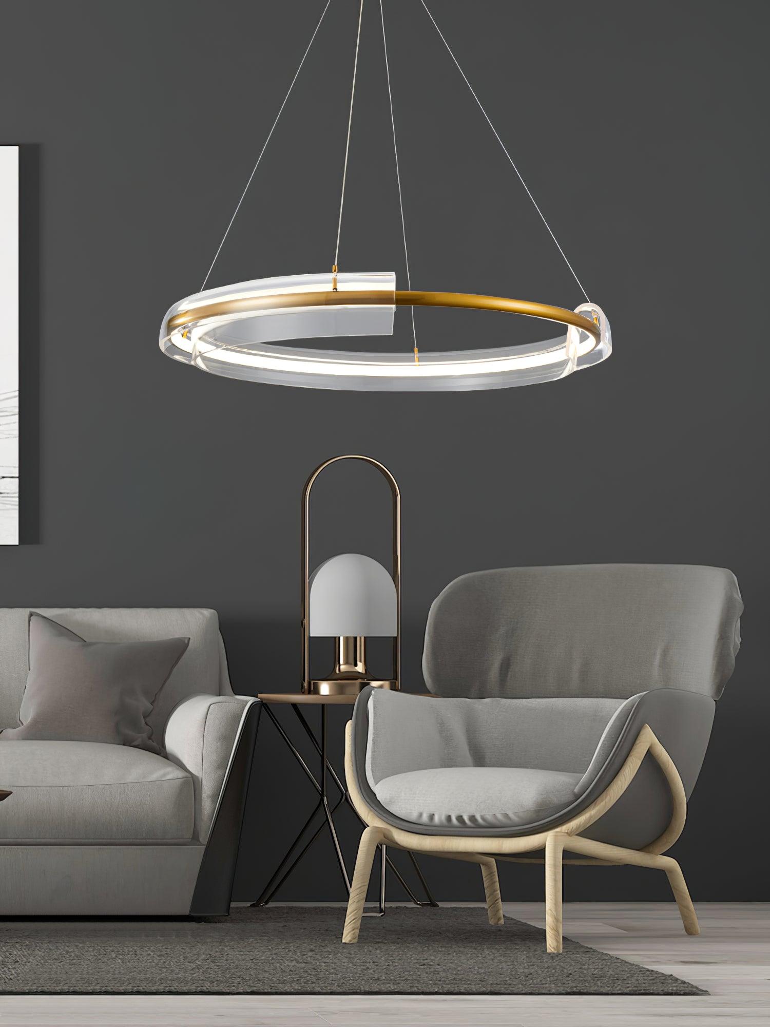 Solstice Hand Poured Art Glass LED Chandelier Modern Gold Pendant Light Fixture