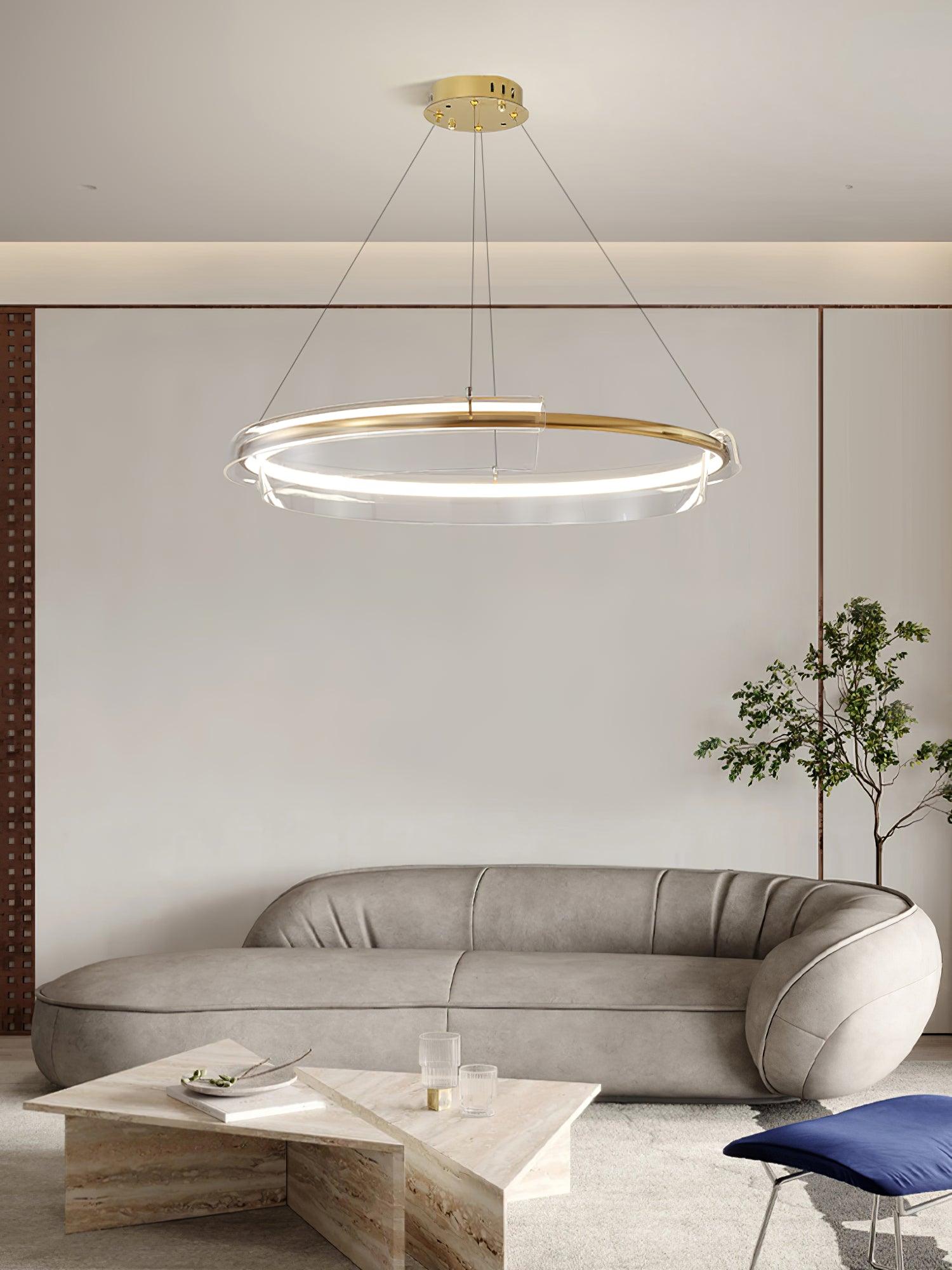 Solstice Hand Poured Art Glass LED Chandelier Modern Gold Pendant Light Fixture