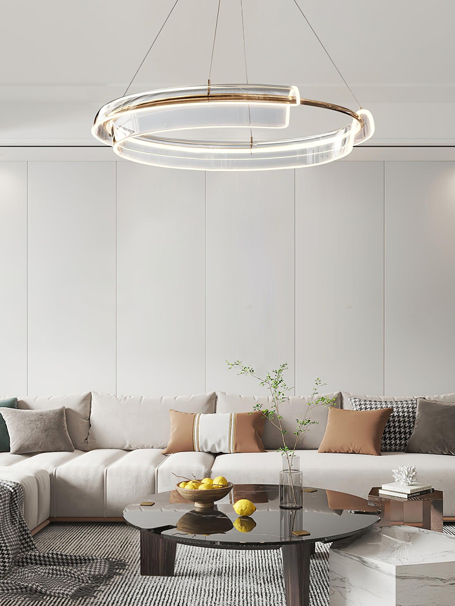 Solstice Hand Poured Art Glass LED Chandelier Modern Gold Pendant Light Fixture