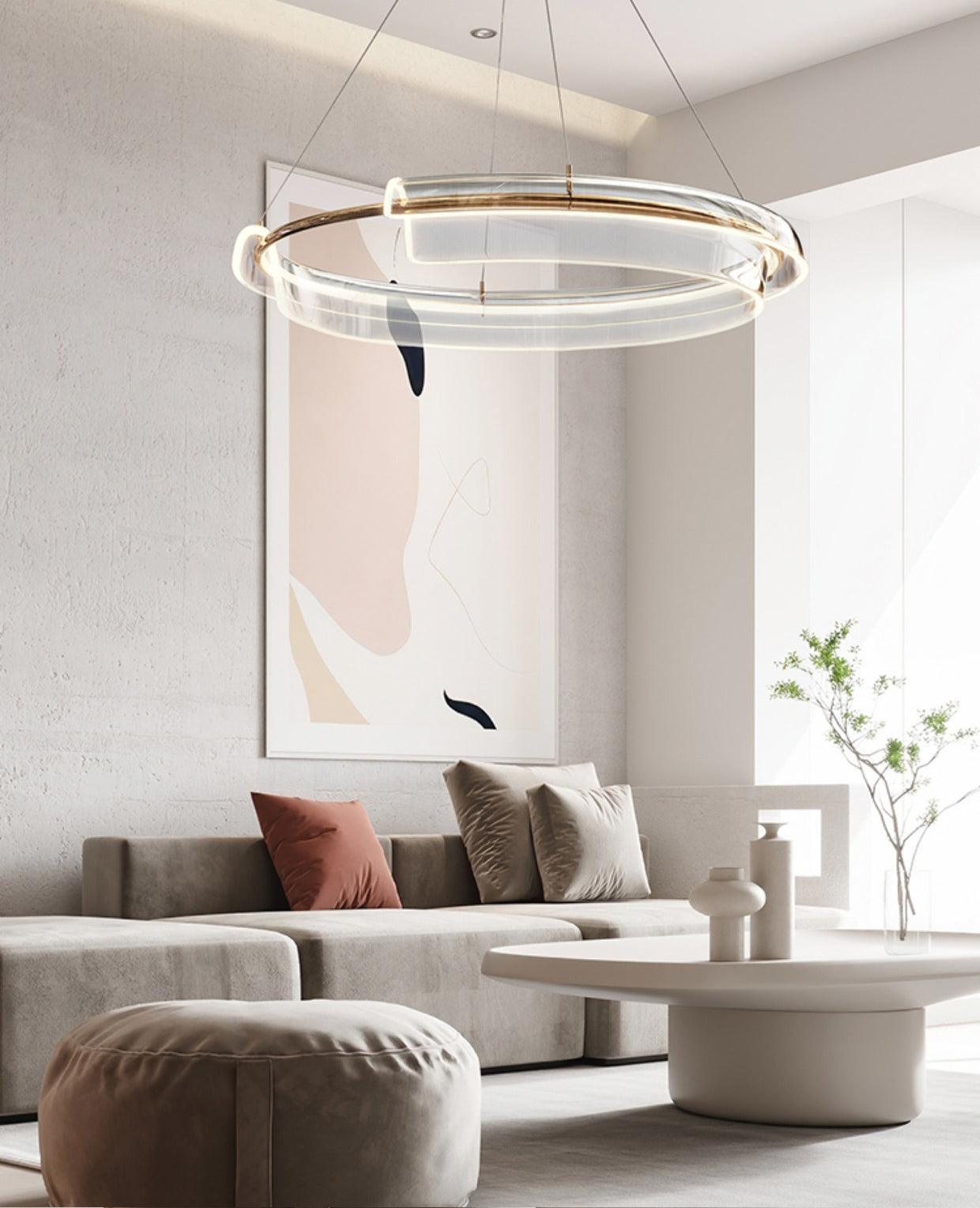 Solstice Hand Poured Art Glass LED Chandelier Modern Gold Pendant Light Fixture