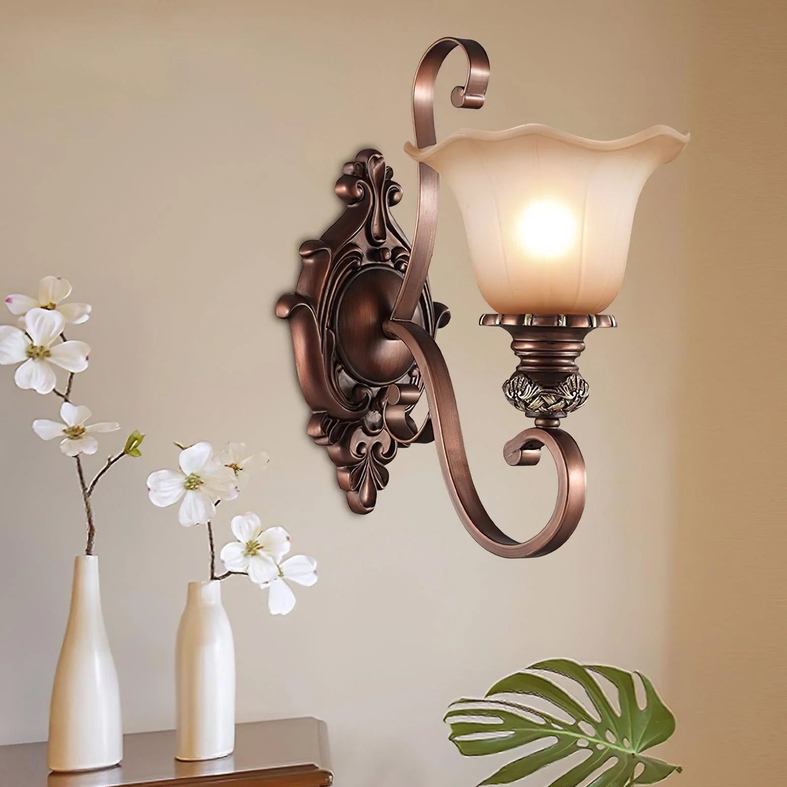 Sonoma Valley Vintage Glass Wall Lamp Brushed Copper Indoor Sconce Lighting