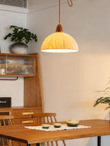 Soren Japanese Style Handmade Rice Paper Pendant Light with Minimalist Wood Accents