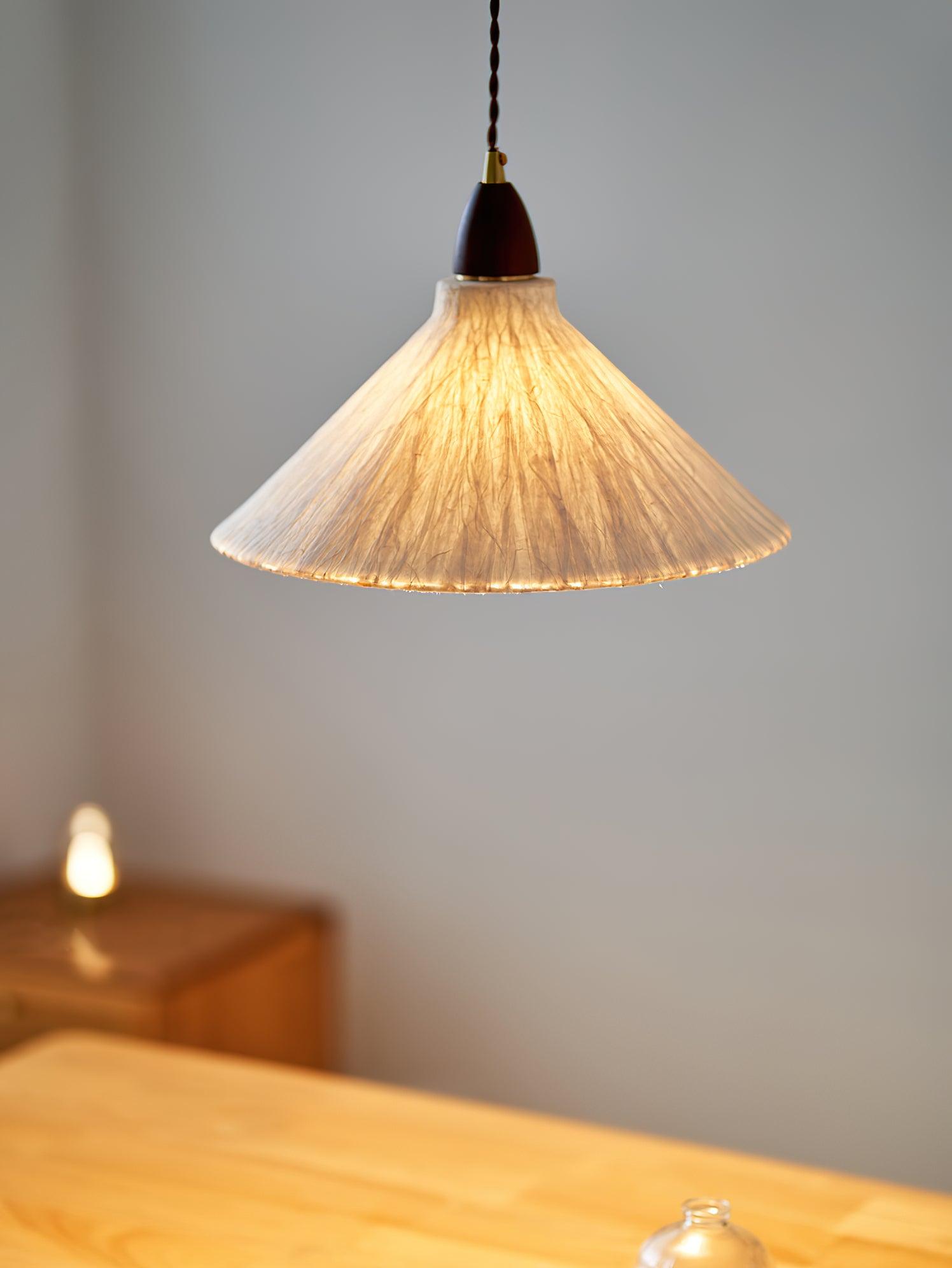 Soren Japanese Style Handmade Rice Paper Pendant Light with Minimalist Wood Accents