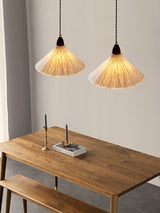 Soren Japanese Style Handmade Rice Paper Pendant Light with Minimalist Wood Accents