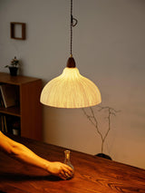 Soren Japanese Style Handmade Rice Paper Pendant Light with Minimalist Wood Accents