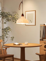 Soren Japanese Style Handmade Rice Paper Pendant Light with Minimalist Wood Accents
