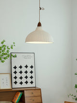 Soren Japanese Style Handmade Rice Paper Pendant Light with Minimalist Wood Accents