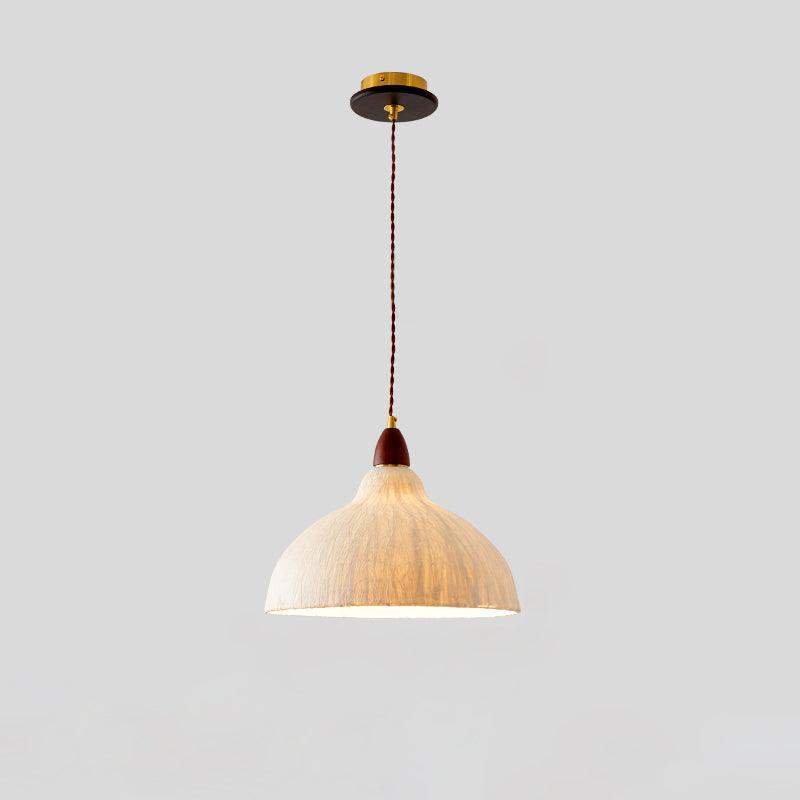 Soren Japanese Style Handmade Rice Paper Pendant Light with Minimalist Wood Accents