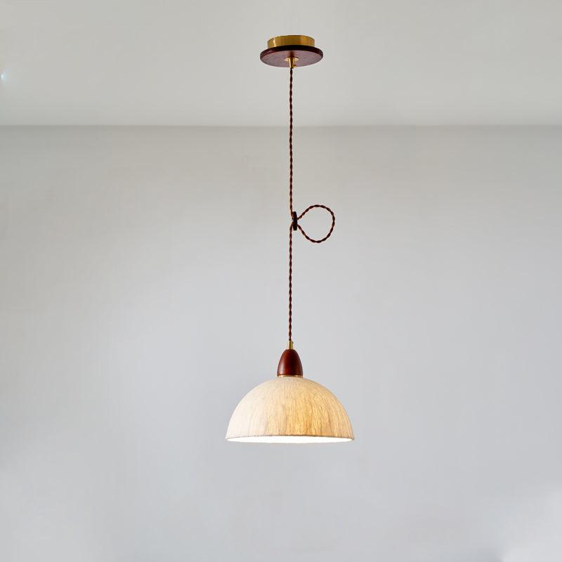 Soren Japanese Style Handmade Rice Paper Pendant Light with Minimalist Wood Accents