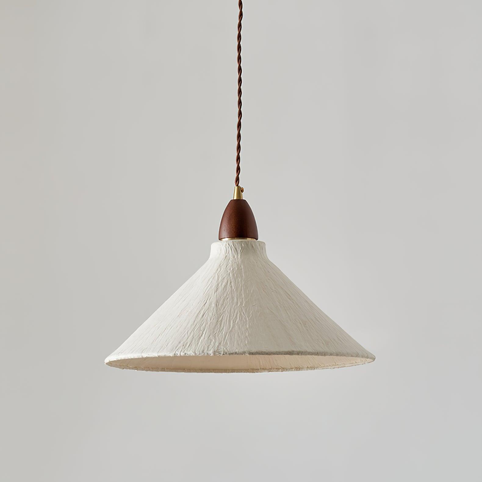 Soren Japanese Style Handmade Rice Paper Pendant Light with Minimalist Wood Accents