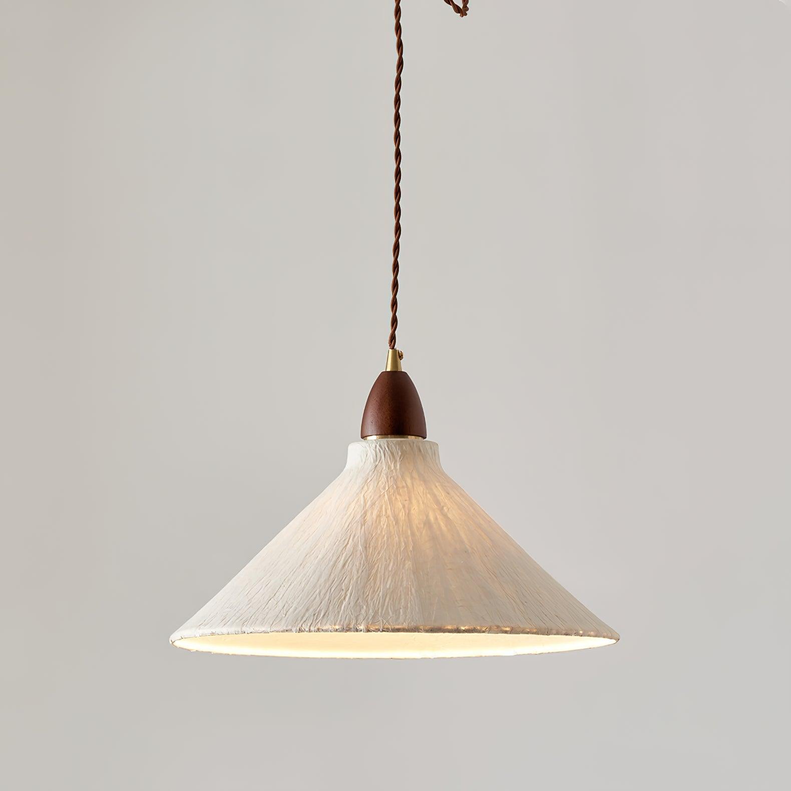 Soren Japanese Style Handmade Rice Paper Pendant Light with Minimalist Wood Accents