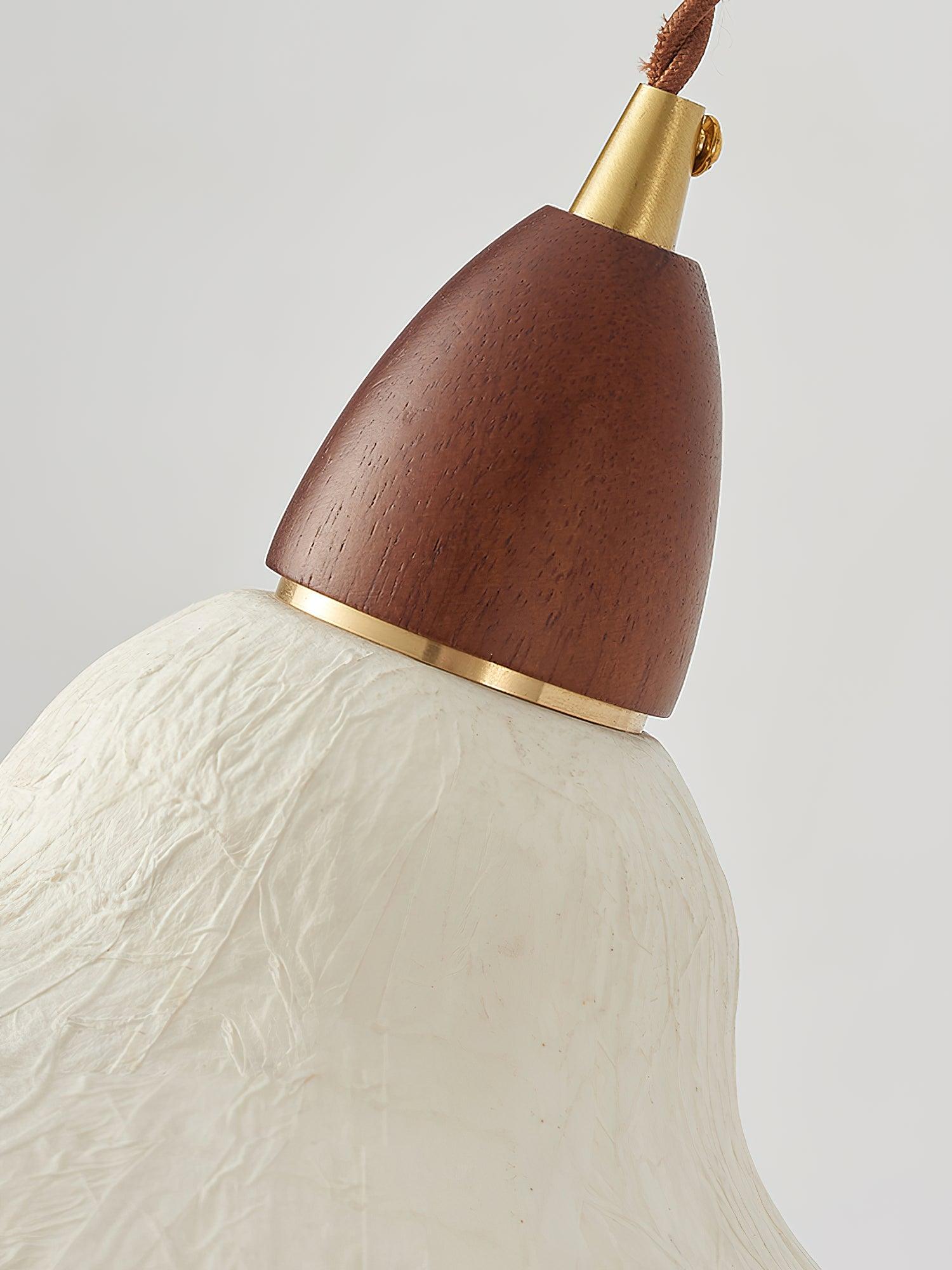 Soren Japanese Style Handmade Rice Paper Pendant Light with Minimalist Wood Accents