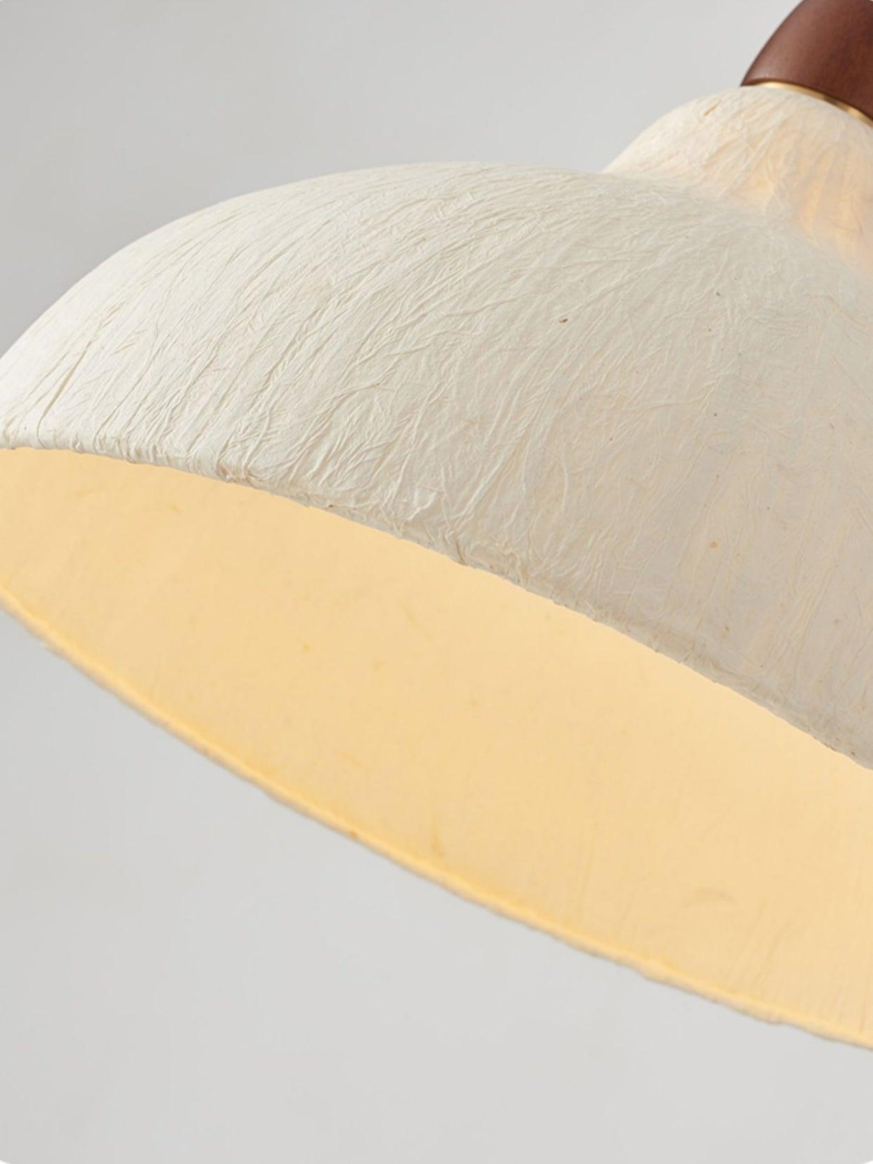 Soren Japanese Style Handmade Rice Paper Pendant Light with Minimalist Wood Accents