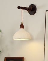 Soren Walnut Wood and Rice Paper Wall Sconce Japanese Minimalist Indoor Light Fixture