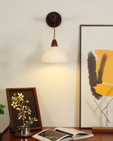 Soren Walnut Wood and Rice Paper Wall Sconce Japanese Minimalist Indoor Light Fixture