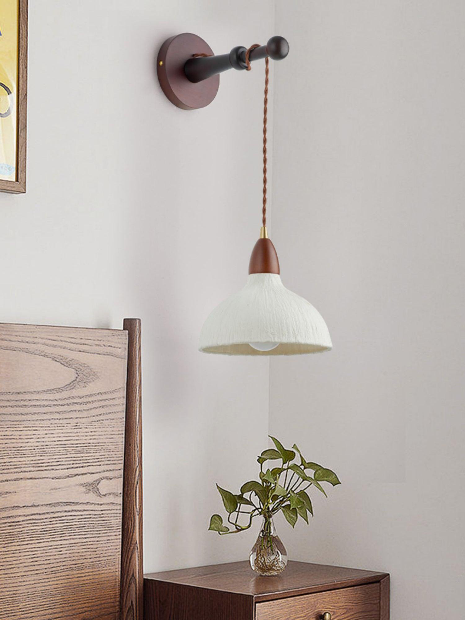 Soren Walnut Wood and Rice Paper Wall Sconce Japanese Minimalist Indoor Light Fixture