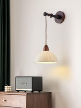 Soren Walnut Wood and Rice Paper Wall Sconce Japanese Minimalist Indoor Light Fixture