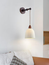 Soren Walnut Wood and Rice Paper Wall Sconce Japanese Minimalist Indoor Light Fixture