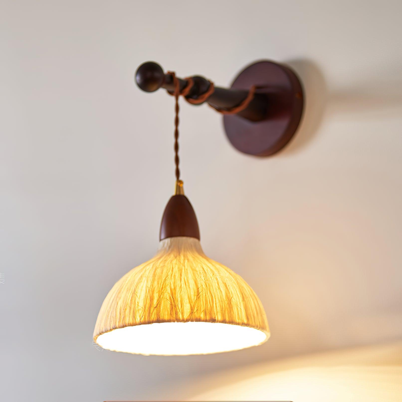 Soren Walnut Wood and Rice Paper Wall Sconce Japanese Minimalist Indoor Light Fixture