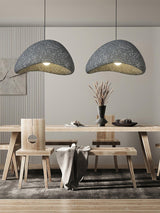 Speckled Moon Pendant Light Japanese Style Organic Resin Hanging Lamp for Modern Interiors