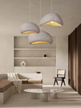 Speckled Moon Pendant Light Japanese Style Organic Resin Hanging Lamp for Modern Interiors