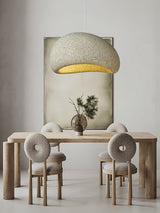 Speckled Moon Pendant Light Japanese Style Organic Resin Hanging Lamp for Modern Interiors