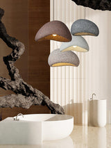 Speckled Moon Pendant Light Japanese Style Organic Resin Hanging Lamp for Modern Interiors