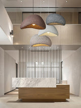 Speckled Moon Pendant Light Japanese Style Organic Resin Hanging Lamp for Modern Interiors