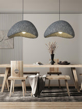 Speckled Moon Pendant Light Japanese Style Organic Resin Hanging Lamp for Modern Interiors