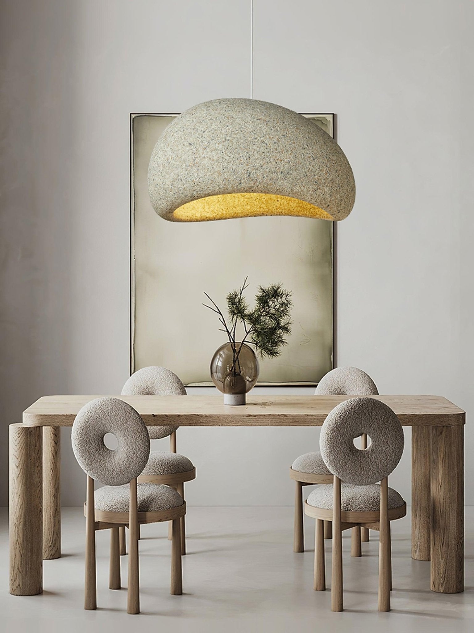 Speckled Moon Pendant Light Japanese Style Organic Resin Hanging Lamp for Modern Interiors