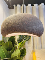 Speckled Moon Pendant Light Japanese Style Organic Resin Hanging Lamp for Modern Interiors