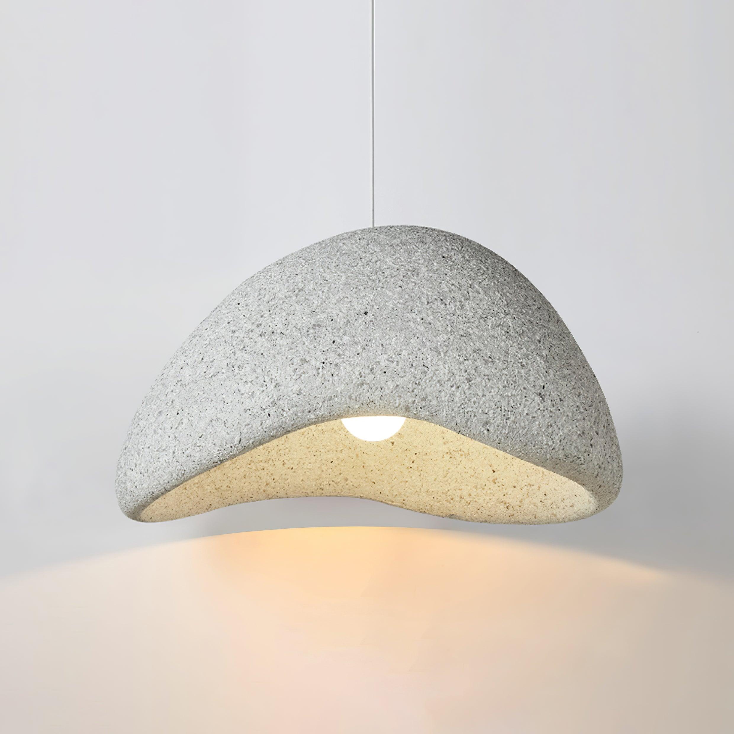 Speckled Moon Pendant Light Japanese Style Organic Resin Hanging Lamp for Modern Interiors