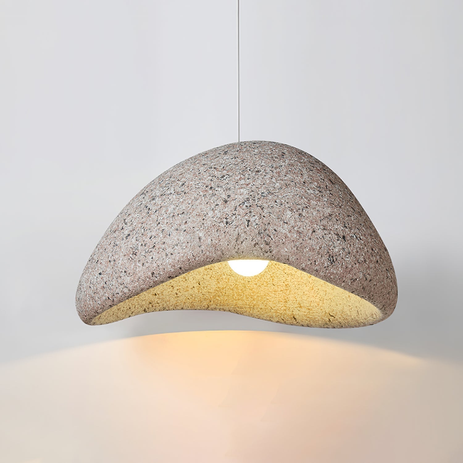Speckled Moon Pendant Light Japanese Style Organic Resin Hanging Lamp for Modern Interiors