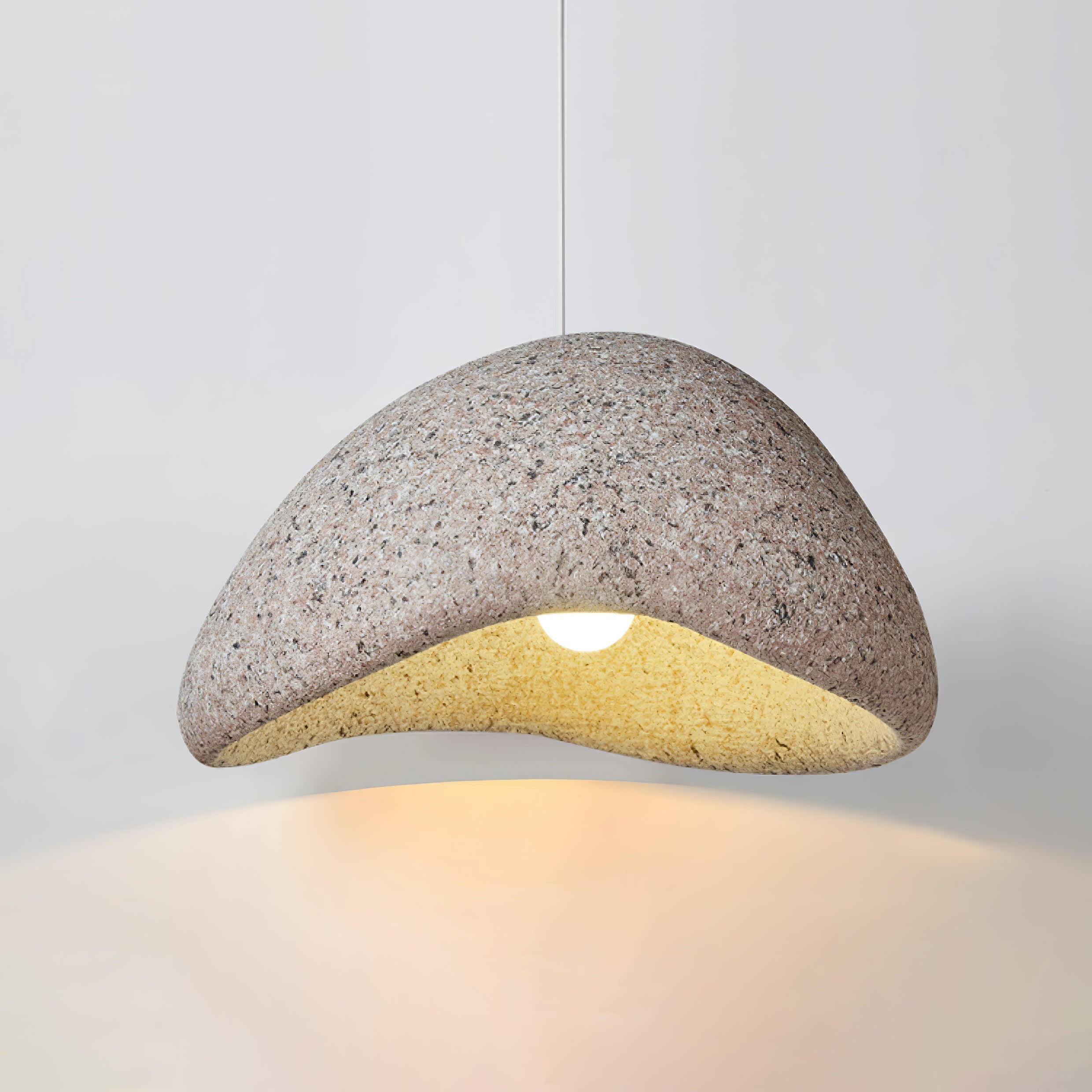Speckled Moon Pendant Light Japanese Style Organic Resin Hanging Lamp for Modern Interiors
