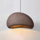 Speckled Moon Pendant Light Japanese Style Organic Resin Hanging Lamp for Modern Interiors